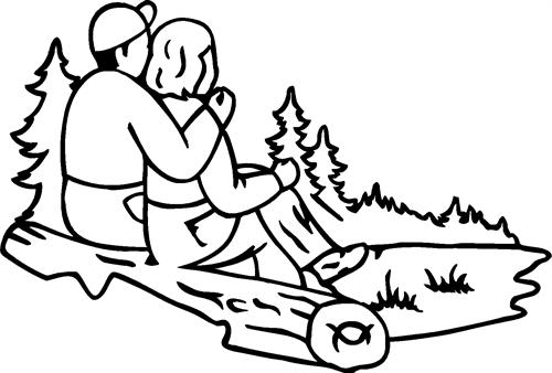 couple on log